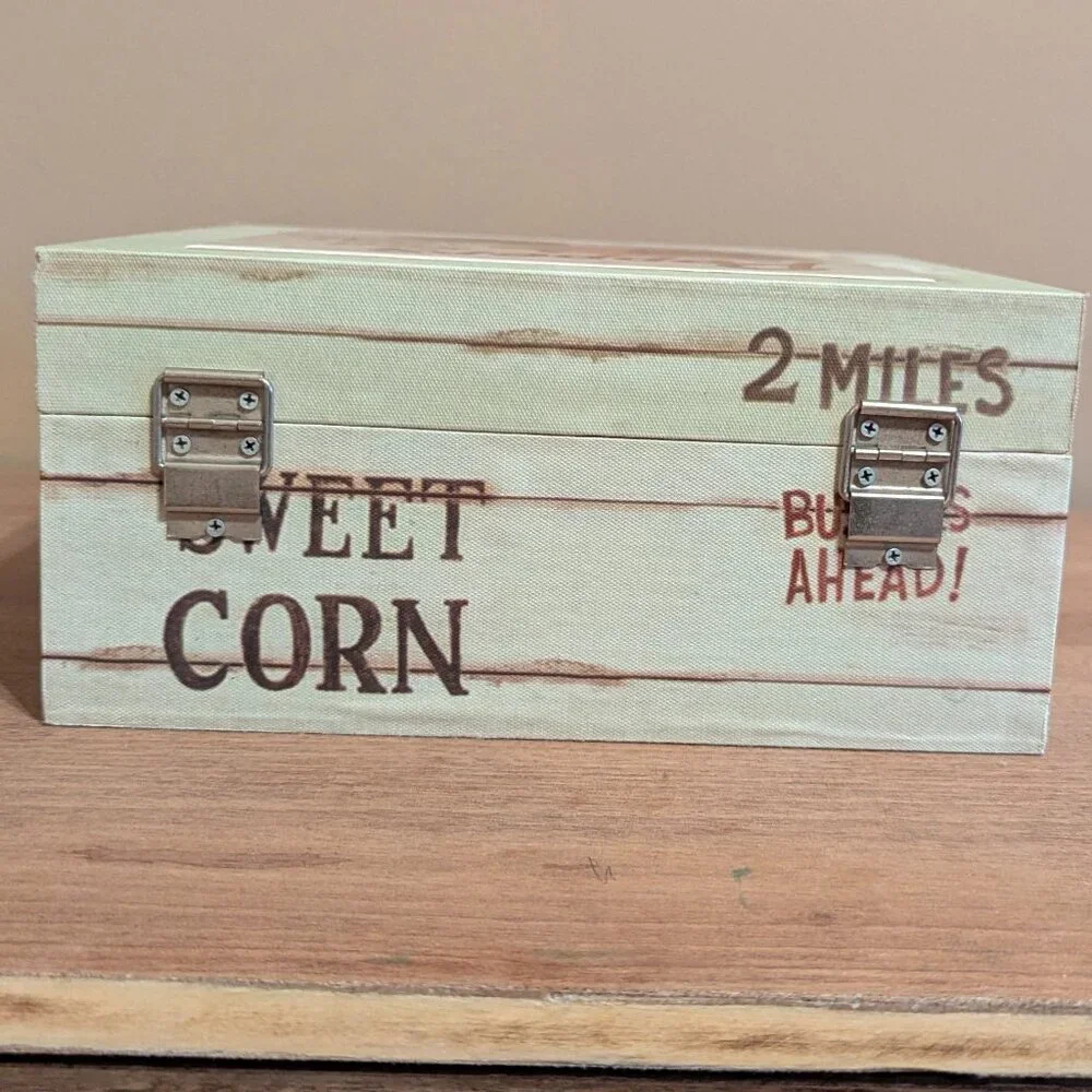 Vintage Decorative Farmhouse Wooden Box With Buckle Closure